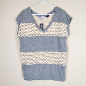 Miss Me Gray Striped Top Size Large